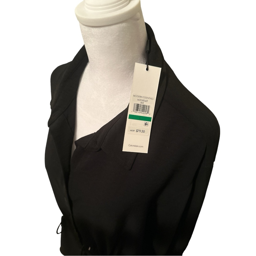 NWT Calvin Klein Black collar shirt button down, Large